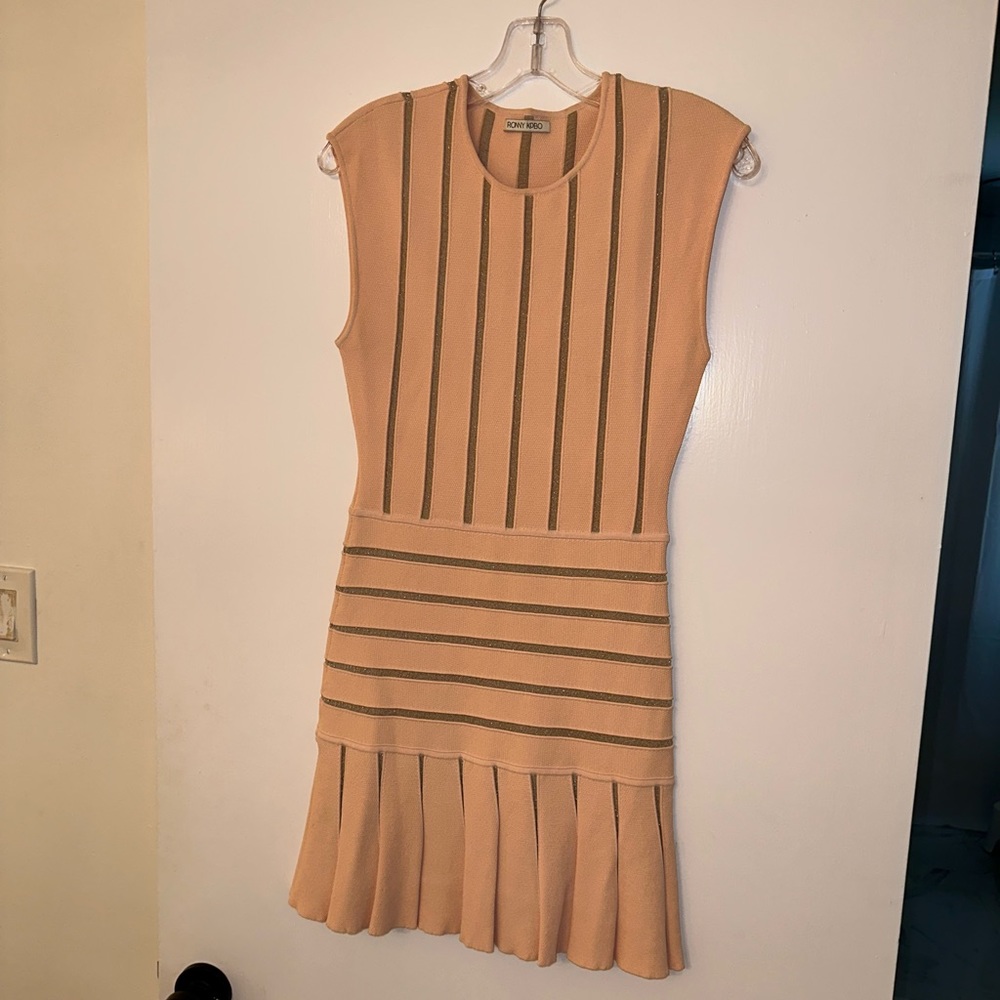 Ronny Kobo Pink Striped Mini Dress